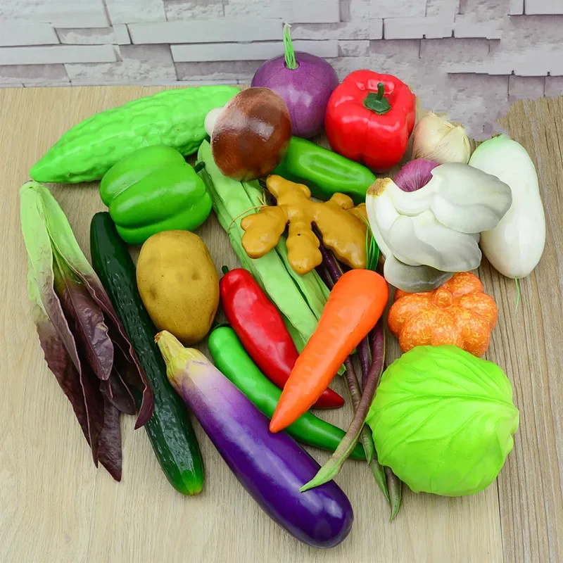 Simulated Vegetables Green PVC Material Fake Vegetable Model Kids Pretend Play Kitchen Toys Artificial Foods Home Decor 1 Piece kitchen food toys vegetable ornaments food model