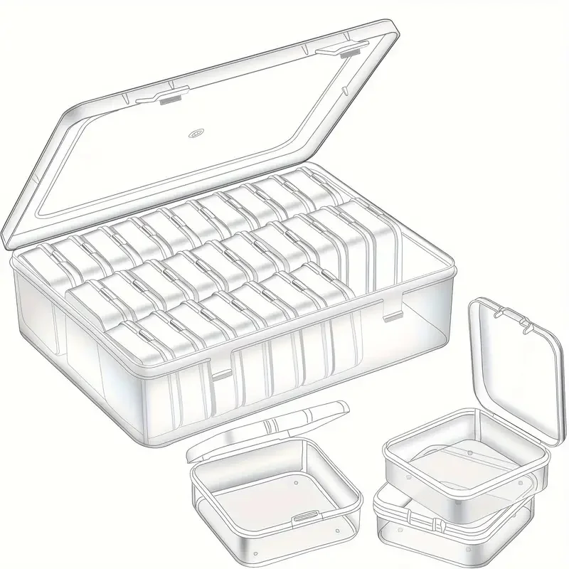 20/30pcs Plastic Clear Storage Box Set, Transparent Portable Storage Box, Multifunctional Handicraft Organizer