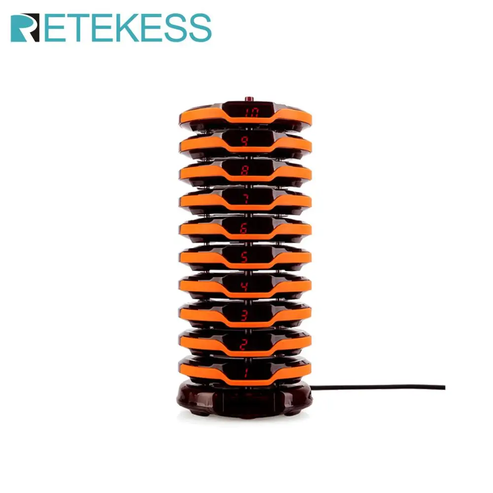 

Retekess 10pcs Coaster Pager Receiver + 1 Charging Base For TD156 Restaurant Pager Wireless Calling System For Church Clinic