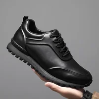 Men's Embossed Casual Sports Leather Shoes 2025 Autumn and Winter New Anti-skid Strap Comfortable Male Shoes Mens Leather Shoes