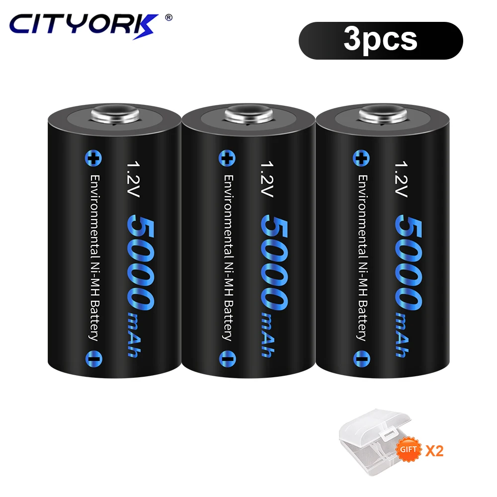 replacement batteries CITYORK battery C 5000mAh 1.2V C size rechargeable battery R14 C Cell rechargeable batteries C r14 battery for Radio Flashlight lithium button batteries Batteries