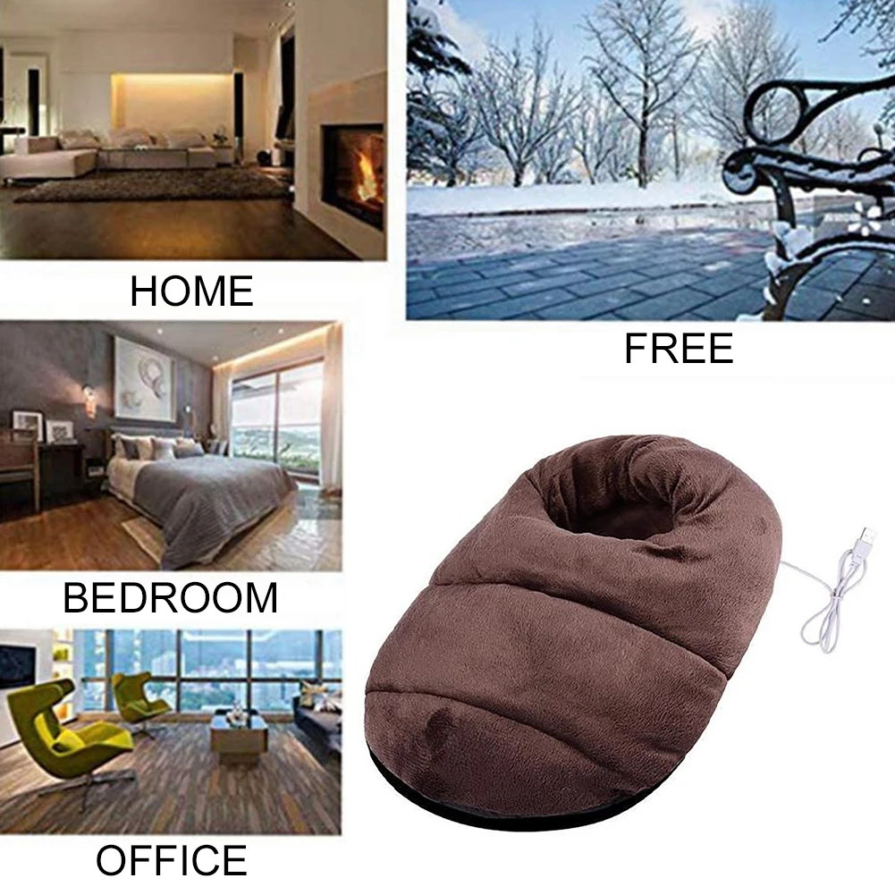 USB Electric Heated Shoes Feet Warmer Comfortable Soft Electric Heating Foot Cushion Washable Detachable Heated for Home Office
