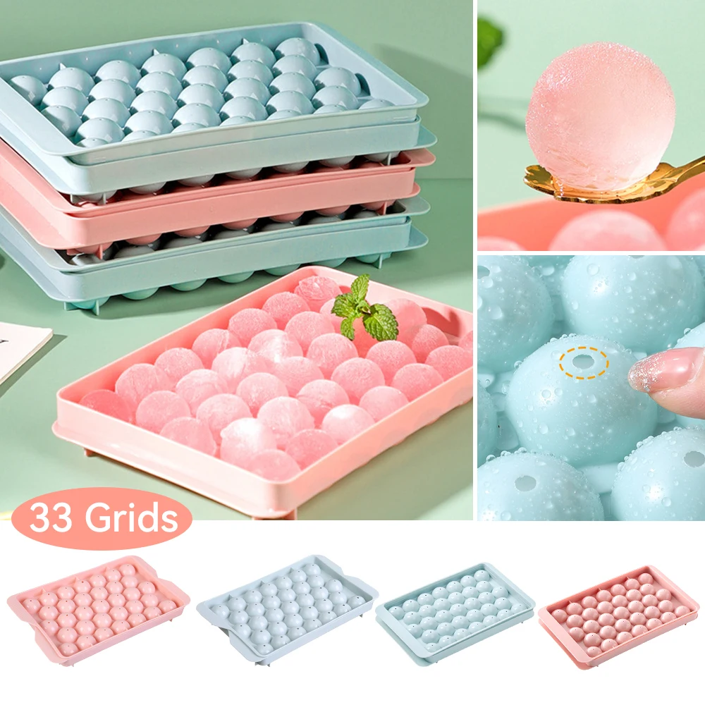 Mini Ball Maker Mold 66/33 Round Frozen Ice Cube Mold Ice Ball Mold Hockey  with Lid Ice Tray Box Cocktail Whiskey Kitchen Tools - AliExpress