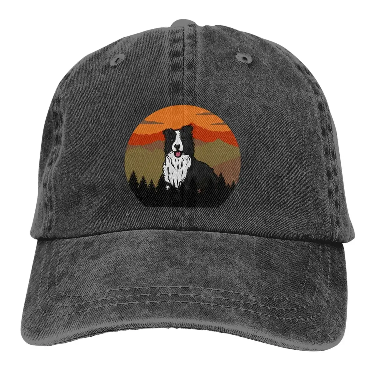 

Pure Color Dad Hats Vintage Mountains Country Wilderness Border Women's Hat Sun Visor Baseball Caps Collie Dog Peaked Cap