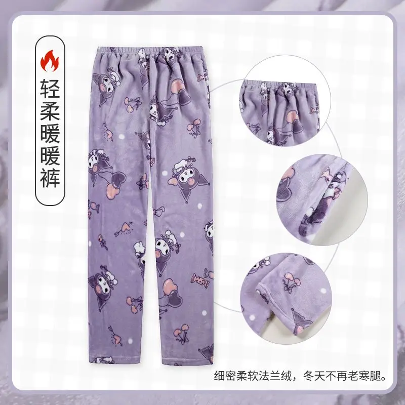 Kawaii Sanrio Pochacco Coral Fleece Pajama Pants Women Ins Cartoon