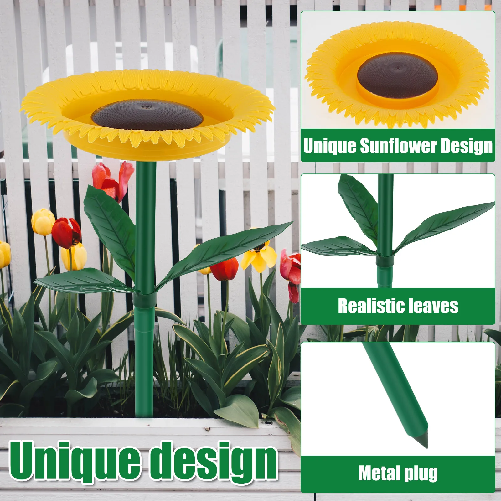 Sunflower Bird Outdoor Feeder Plastic Weather-resistant Hummingbird Feeder Pet Supplies Wild Bird Watcher Garden Decor Stake