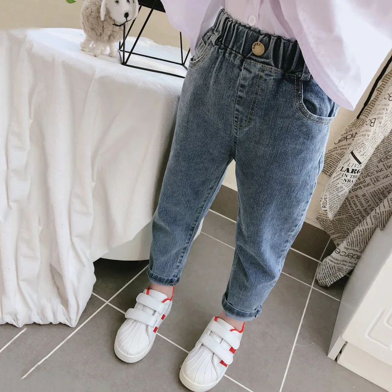

Spring Fall Kids Boys' Clothes Baby Elastic Band Stretch Denim Trousers for Toddler Children Girl Clothing Jeans Pants