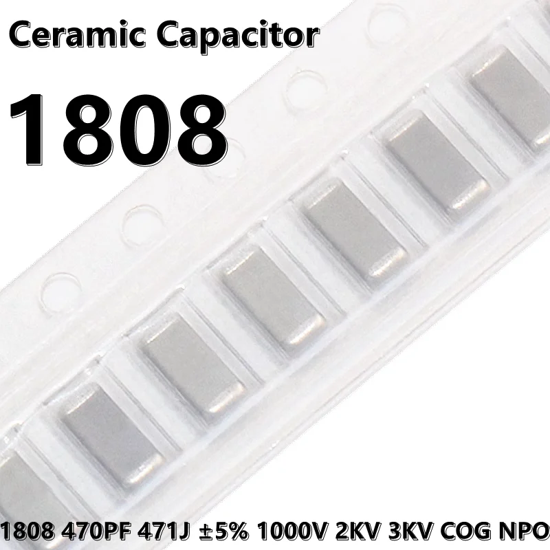 

Керамический конденсатор 1808 470PF 471J ± 5% 1000 В 2KV 3KV COG NPO 4520 SMD (10 шт.)