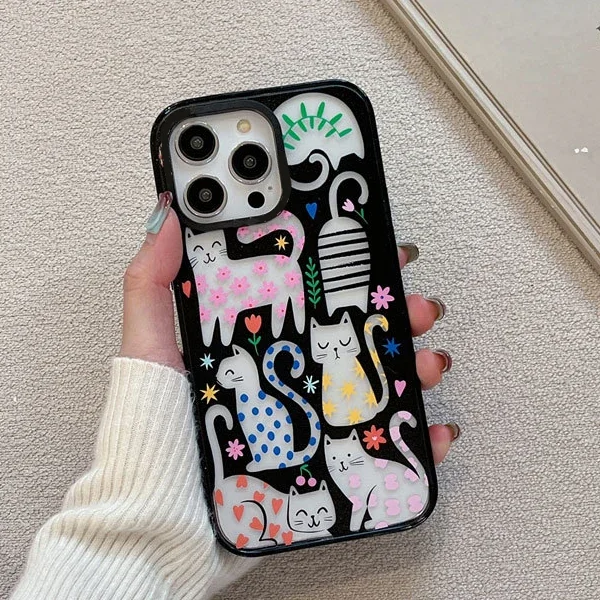 

Upgrade Acrylic Border Spoof Girl Cat Phone Case Cover for IPhone 11 12 13 14 15 Pro Max Case for IPhone 14 Pro
