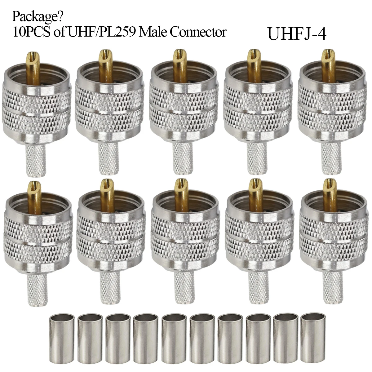 Connettori A Crimpatura Pl259 Maschio 10 Connettori UHF PL259 Maschio Per Crimpatura - Per Cavi Coassiali RG58, RG142, RG400, LMR195 Connettori Per Cavo RG58 - Foto 10