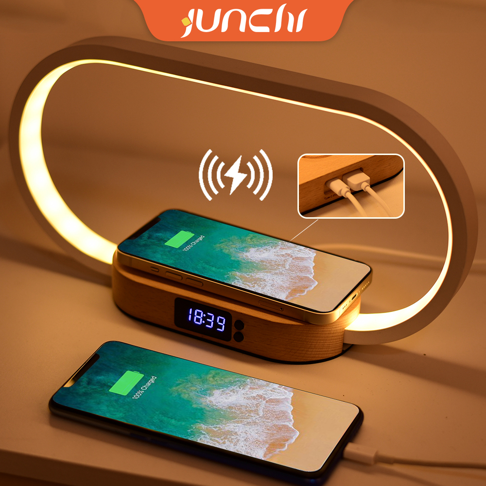 Table Top Decoration Wireless Charger with Night Light & Clock Fast Phone Charger for iPhone 16 pro max Wireless Charging Stands