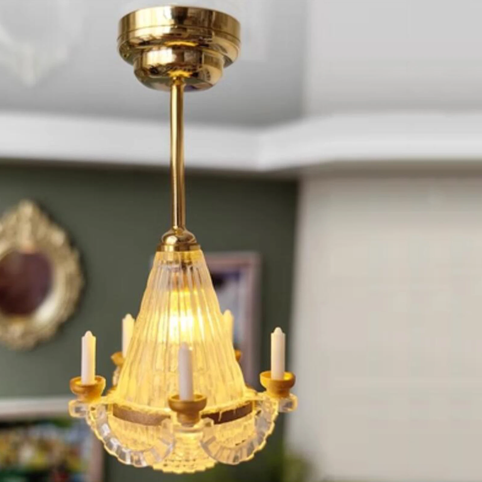 1:12 Scale Dollhouse LED Wall Lamp Life Scene Simulation Model Furniture Ornaments for Office Halls Dining Room Kitchen Decor 6