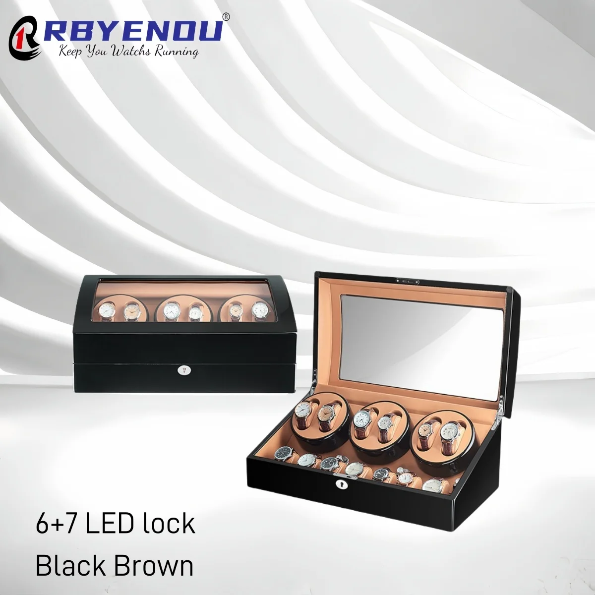 For Rolex Luxury Watchs Display Box Rotatable Watch Winders Box LED Lock Watch Case 7 + 6 WatchWinder Personalized watch winder watch display case