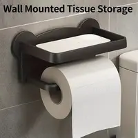 Punch Free Wall Mounted Tissue StorageRack Paper Roll Shelf Holder Restroom BoxShelve Multi Functional Phone PlacementToilet 1