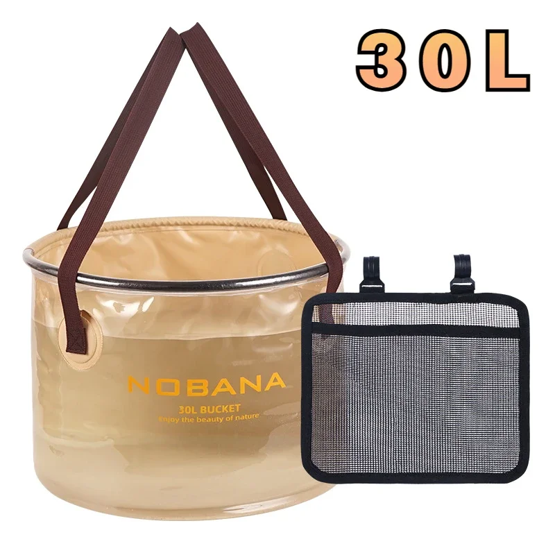 

Portable Folding Bucket for Camping Fishing Barbecue Washing Vegetables and Tableware 20L/30L Round Collapsible Cleaning Bucket
