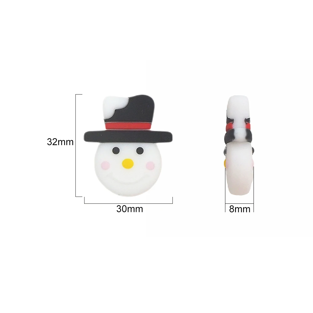 10pcs Mini Christmas Series Snowman Silicone Beads Gift DIY Pacifier  Necklace Accessories Baby Toys