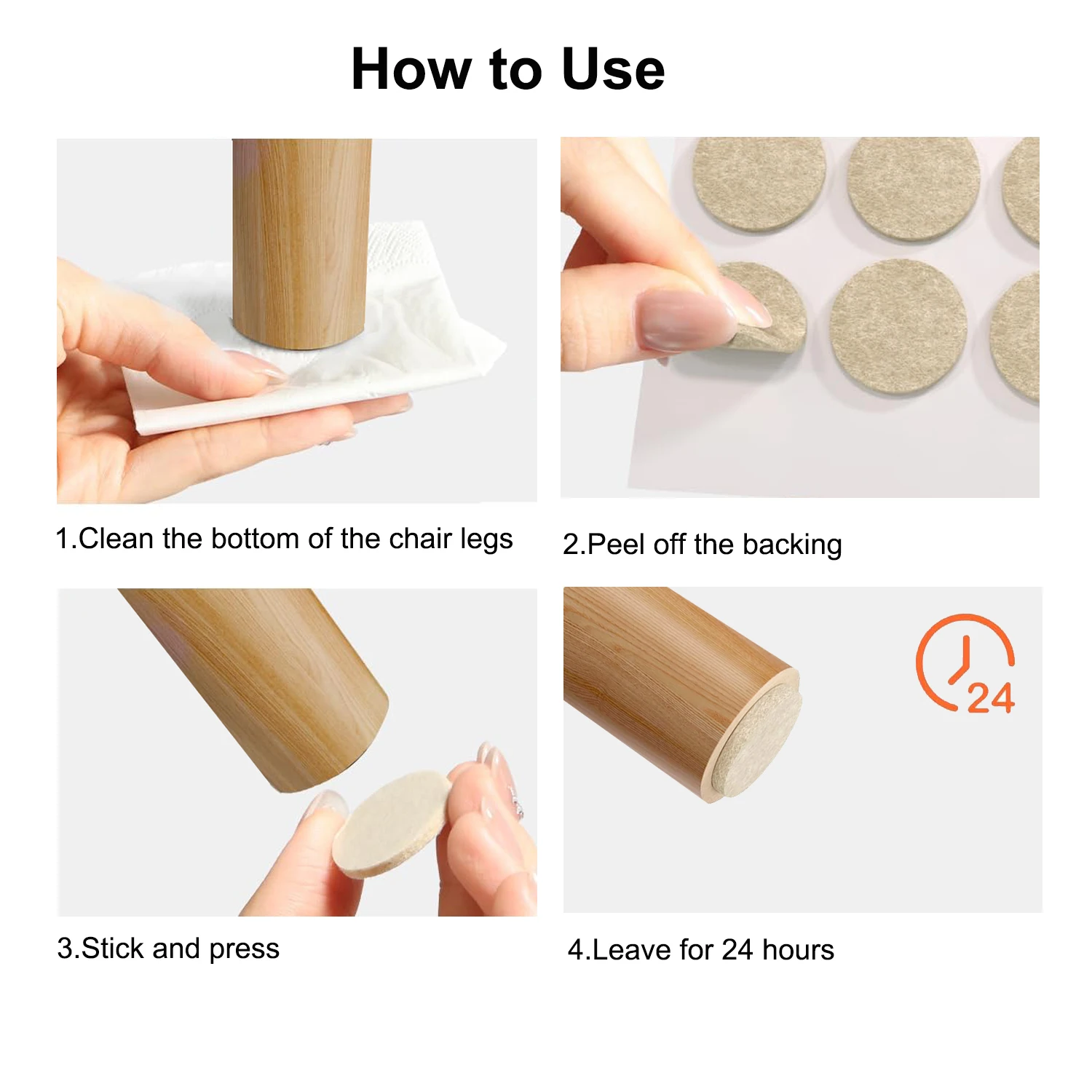 Furniture Floor Protector Felt Pads – Self-Adhesive, Anti-Slip, Noise-Reducing Chair/Table Leg Cushions