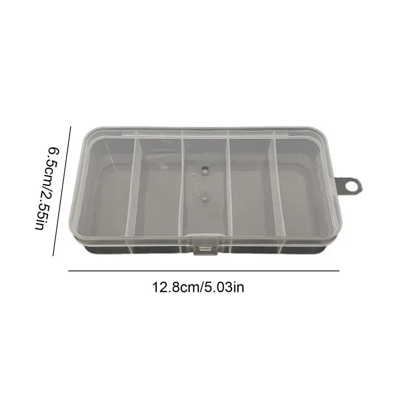 4pcs Fishing Tackle Box, 5-Grid Fish Bait Hooks Accessory Storage Case,  Clear