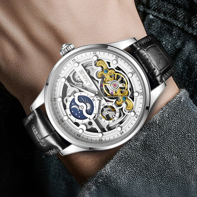LIGE New Hollow Mechanical Watch For Men Fashion Business Sports Luminous Automatic Watch Men Luxury Waterproof Men's Watches