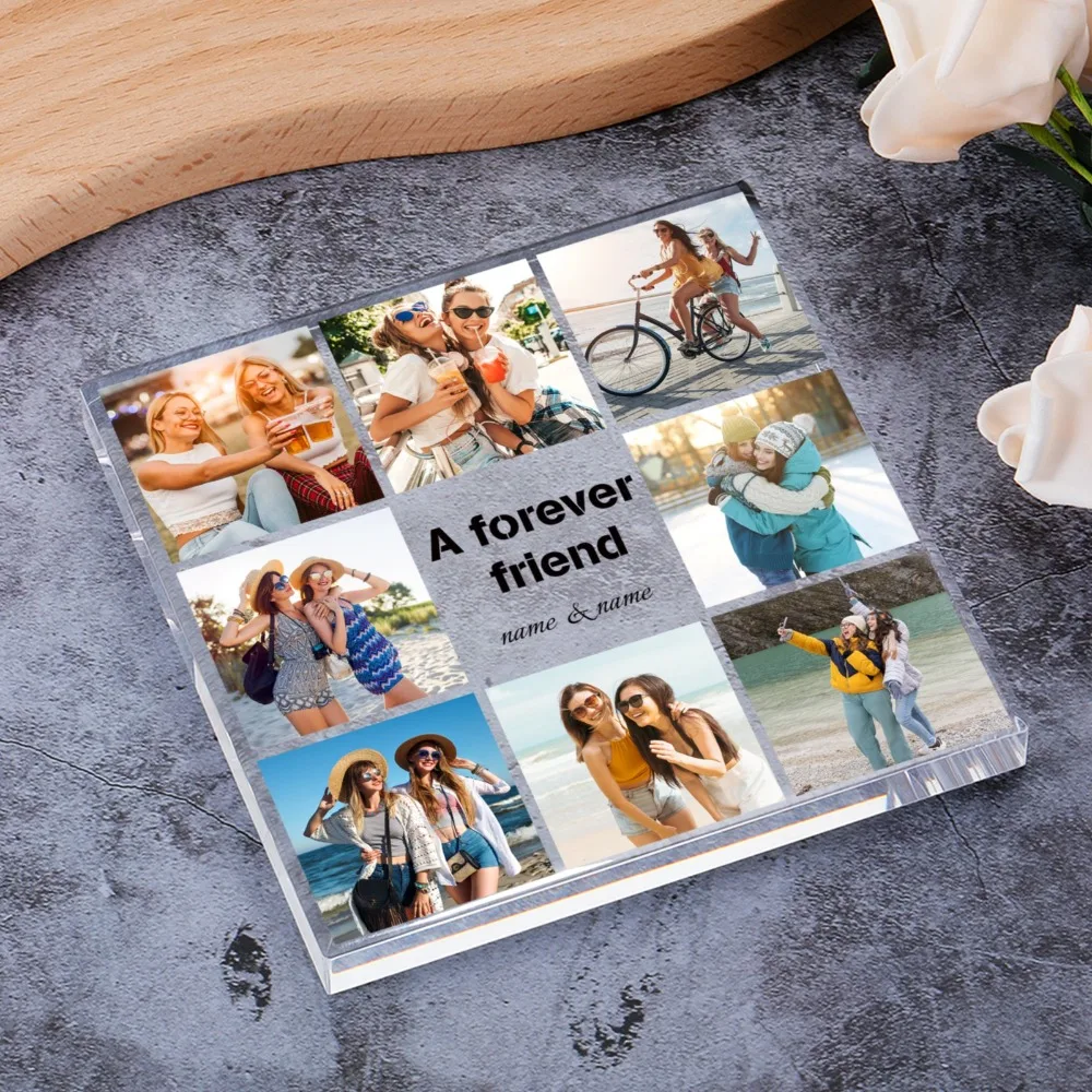

Custom Acrylic Block Photo Frame Desktop Photo Frame Plaque Best Friends Birthday Gift Personalized Name Forever Friend Keepsake