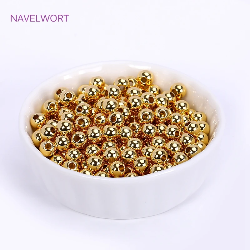 2/2,5/3/4/5/6 mm Messing runde Distanzperlen, 18 Karat vergoldete lose Perlen für Armbandherstellung, Zubehör für Schmuck – Detail 21