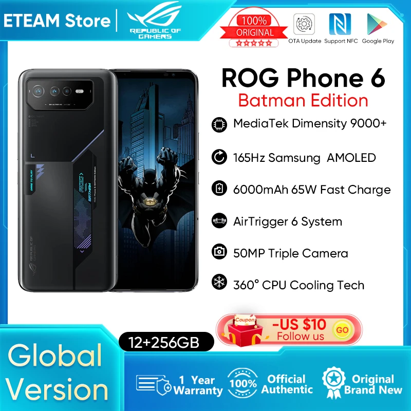 Asus teléfono inteligente ROG 6, edición Batman, versión Global, 5G,  MediaTek Dimensity, 9000 + 165Hz, AMOLED, Android 12| | - AliExpress