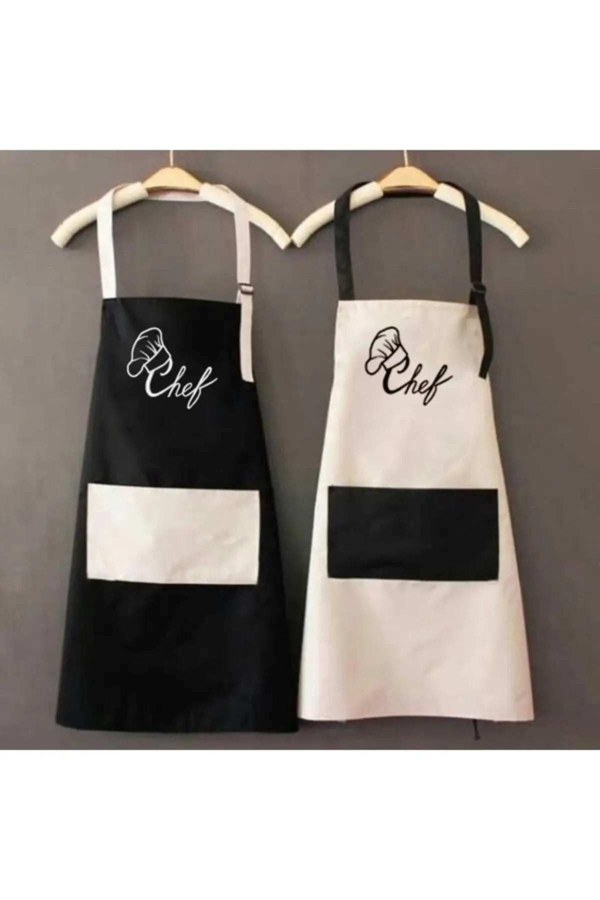 

Women's And Men's Pair Embroidery Beloved Combination Chef Apron Cotton-Polyester Black Apron & Gloves & Holds Kitchen