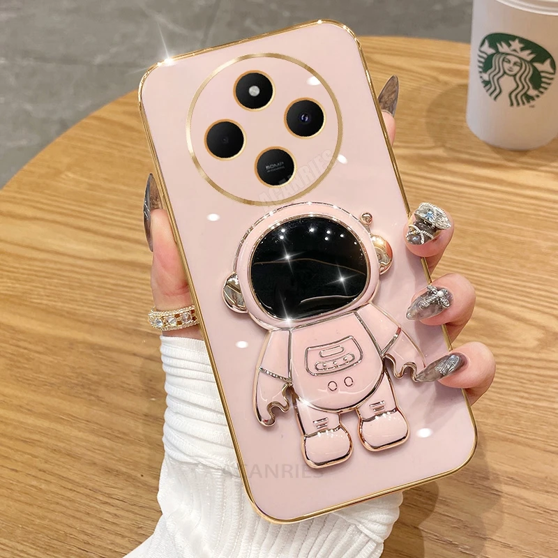 Astronaut Holder Luxury Plating Silicone Stand Case