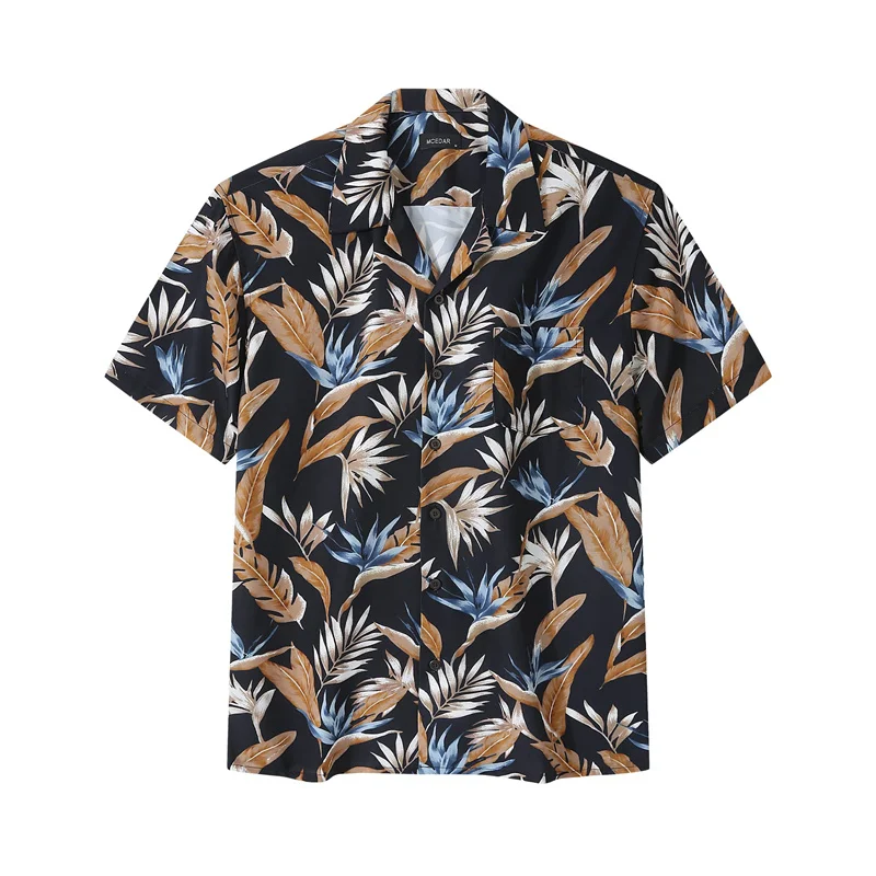 thumbnail image 1 of Camisas de verano con estampado 3D de palmeras para hombre, ropa de calle hawaiana de gran tamaño para playa, ropa de hombre a la moda, camisetas con solapa y botón, 1 of 5