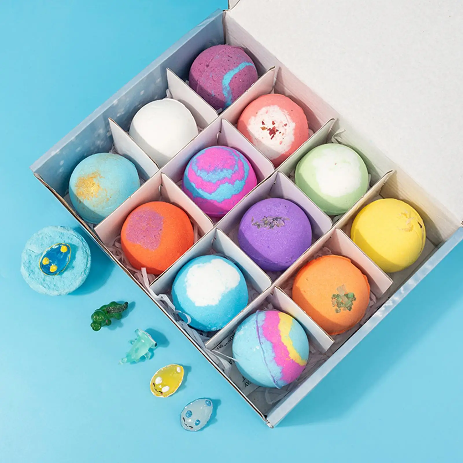 Ocean-Themed Bath Bomb Gift Set with Surprise Sea Animal Toys - 12 Natural Bubble Bath Salt Balls