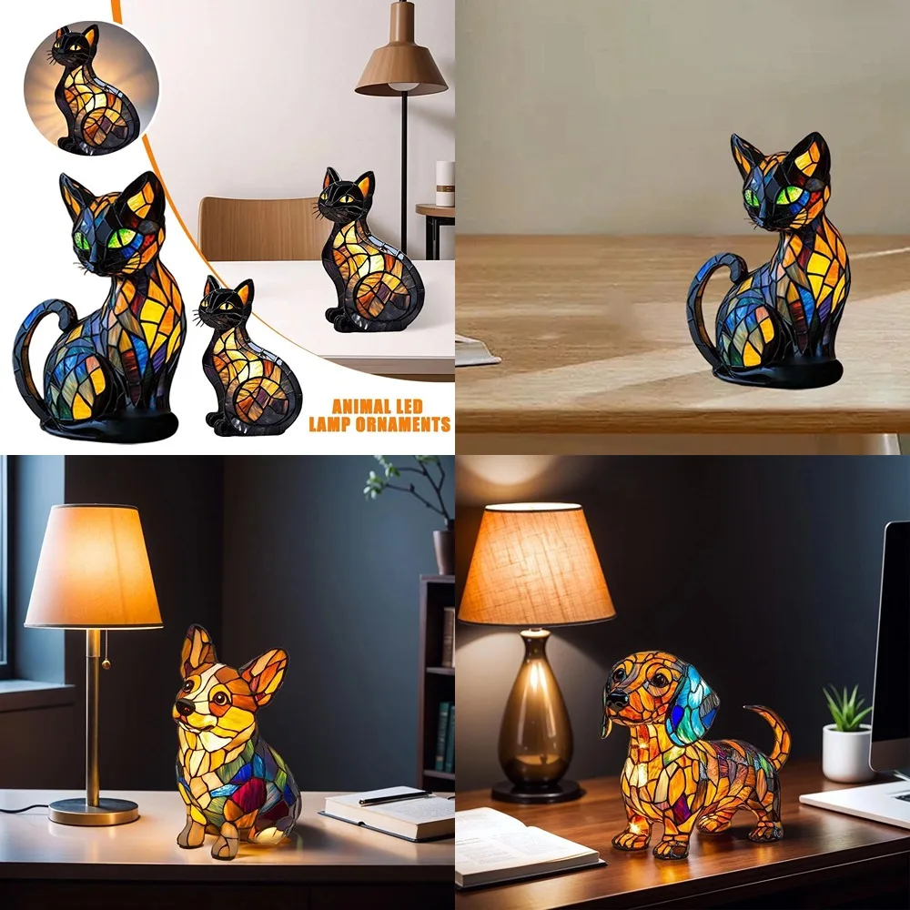 3D Colorful Animal LED Lamp – Cat, Corgi & Sausage Dog Light 1