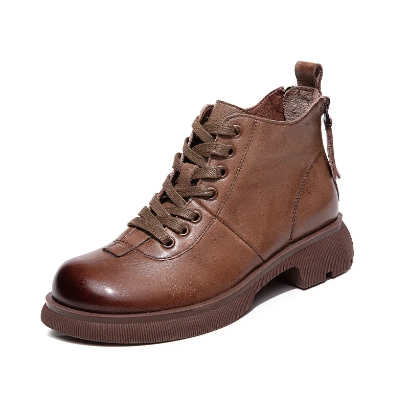 thumbnail image 1 of Otoño 2022, nuevo diseño, zapatos Martin hechos a mano, botas hasta el tobillo, zapatos de cuero de vaca genuino para mujer, 1 of 5