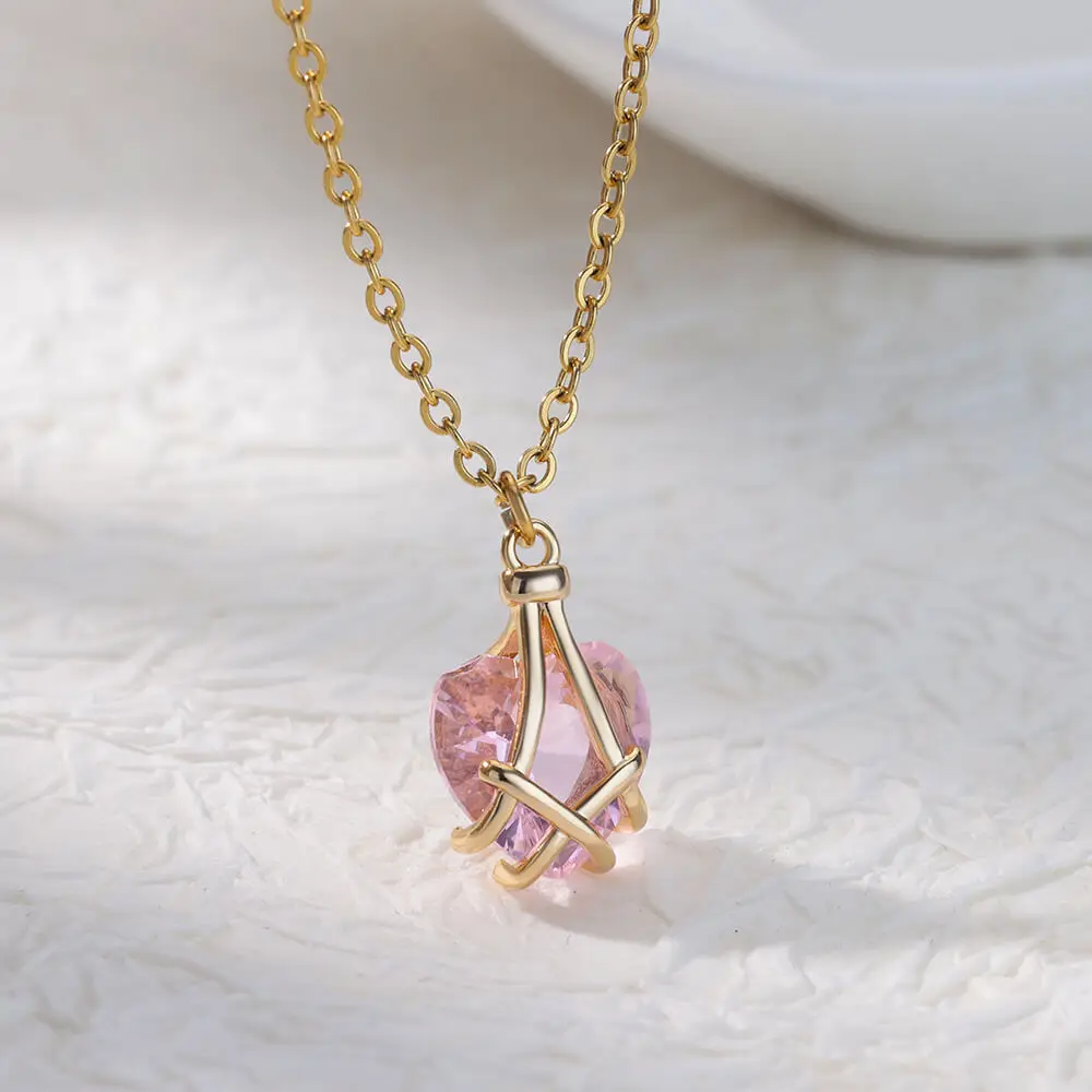 Pink Heart Crystal Pendant Barbie Princess Castle Necklace for Women Ins  Sweet Romantic Party Necklace Jewelry Girls Gifts - AliExpress