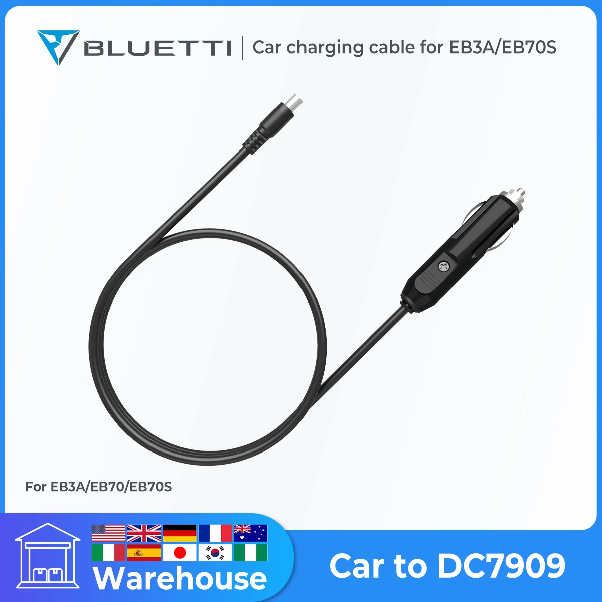 BLUETTI Car Charging Cable Used To Charge The BLUETTI EB3A/EB70S Via
