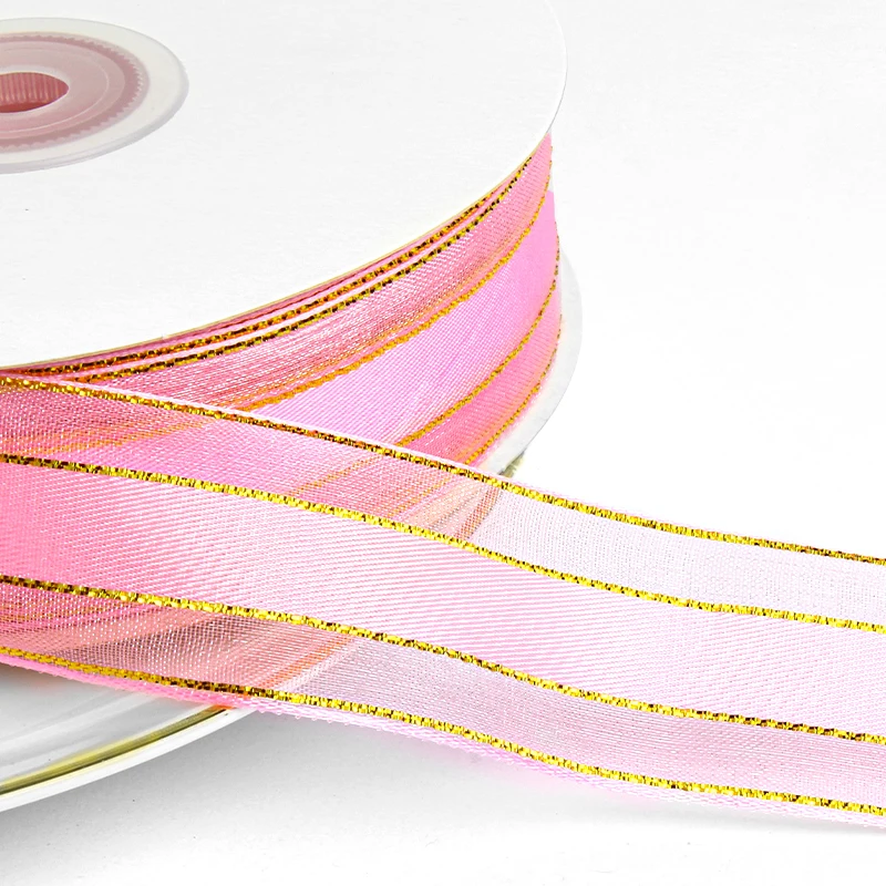 White Pearl Edge Satin Wired Craft Ribbon 3 x 20 Yards