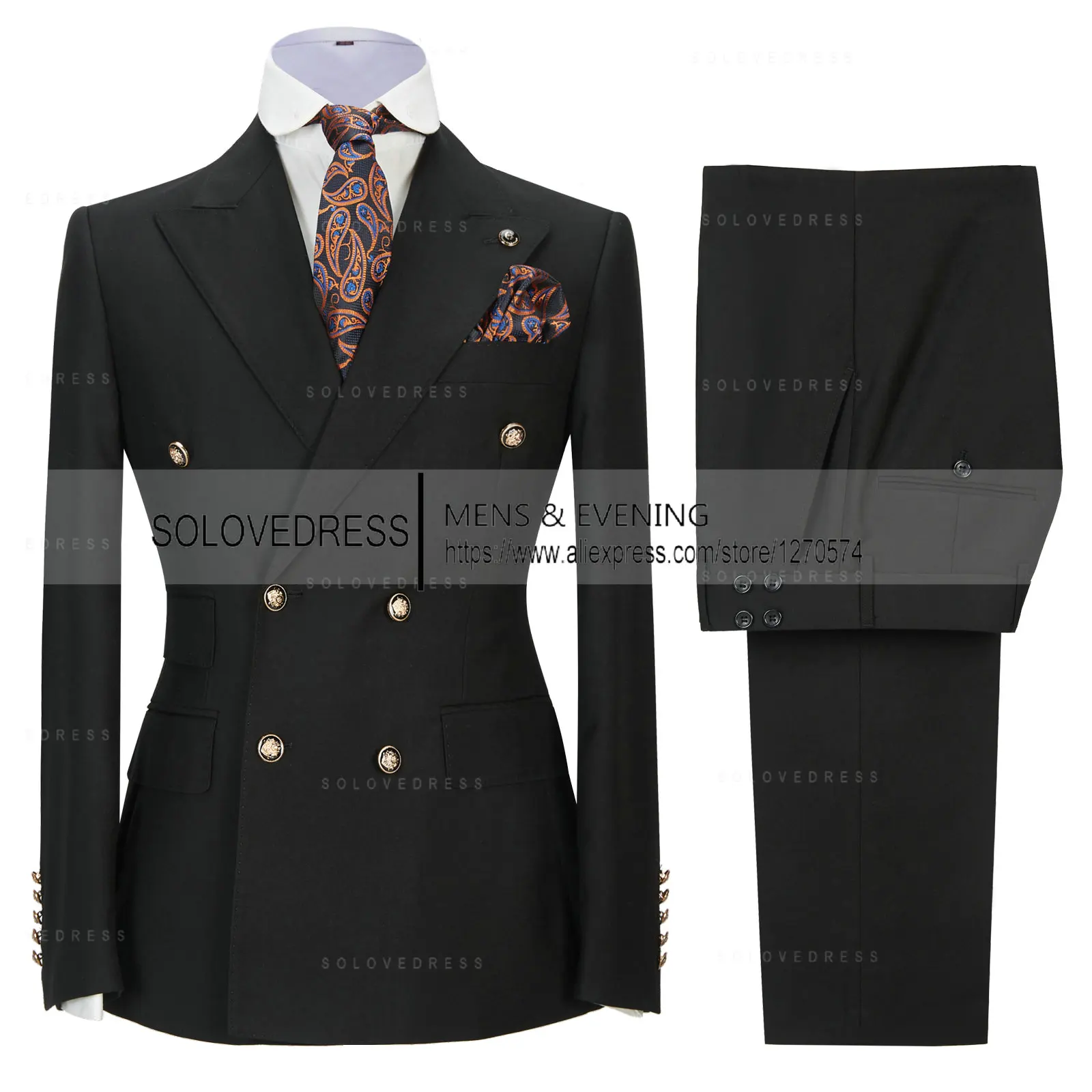 2 Pieces Men's Suit Business Formal Suits Groom Tweed Double BreastedTuxedos for Groomsmen  Wedding Tailored Fit  (Blazer+Pants)