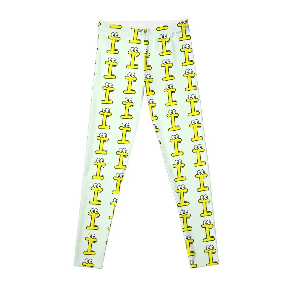 

Funny cartoon letter I with googly eyes Leggings Jogger pants Women's high waist sports woman gym Womens Leggings