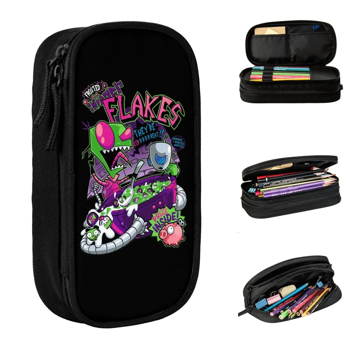 

Коробка для ручек Invader Beans Invaders Zims, двухслойные Школьные Аксессуары большой емкости, Подарочный пенал