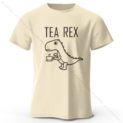 Tea - Rex Dinosaur Graphic Unisex Cotton T - Shirt - Soft & Breathable Short Sleeve Tee - XXXL (Beige)