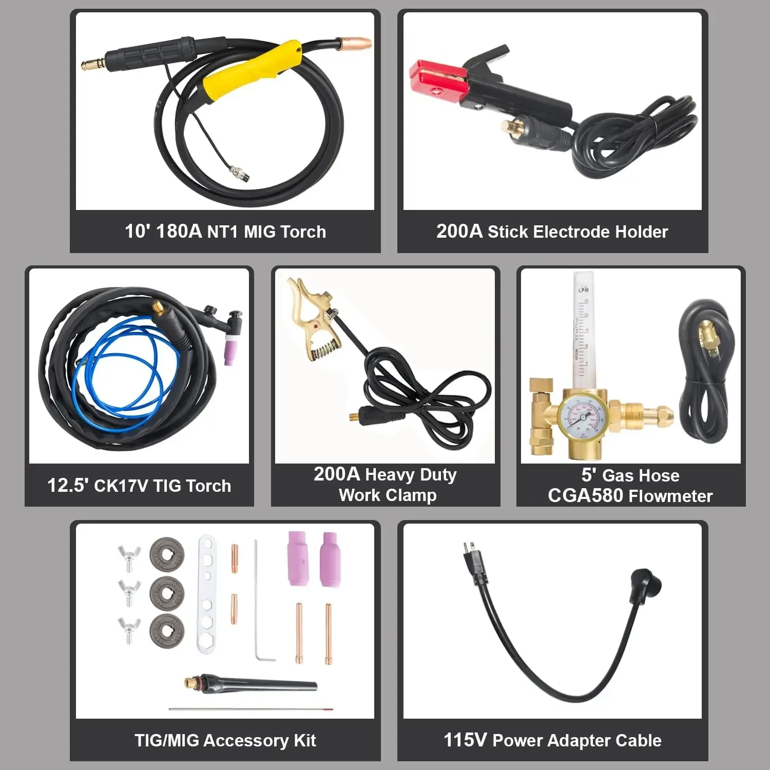 200 Amp MIG210LCD Dual Voltage 115V/230V 5 in 1 Multi-Process MIG/Fluxcore/DC Lift TIG/Stick Welder Aluminum Spool Gun Capable