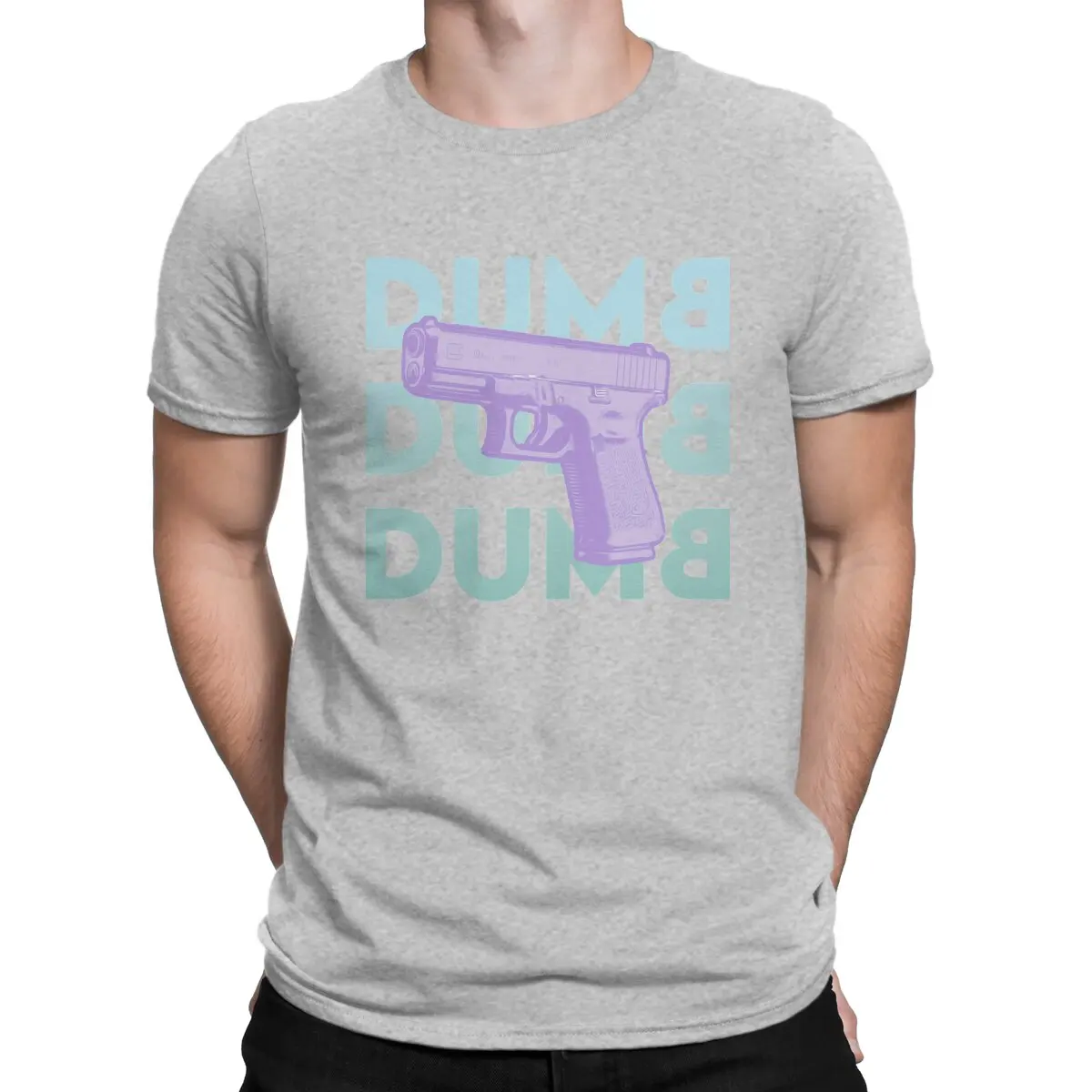 thumbnail image 1 of Camiseta de hombre Dumb Glock, Smith Cool Wesson, informal, de manga corta y cuello redondo, de algodón., 1 of 7