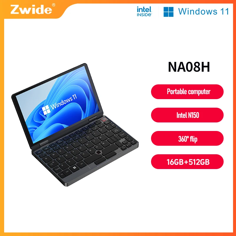 Zwide Mini Laptop 8-inch touch screen two-in-one convenient pocket