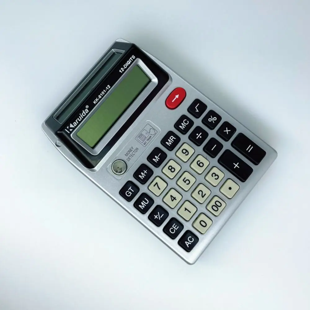 Dual Screen 12 Digits Calculator Large Screen Display Battery Powered Mechanical Calculator with Banknote Detector Lamp Portable - Image 5