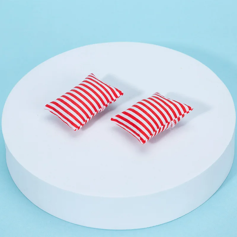 2Pcs/Set Miniature Bed Pillow Cushions Sofa Couch For 1/12 Dollhouse Mini Bedroom Living Room Decor Accessories 3