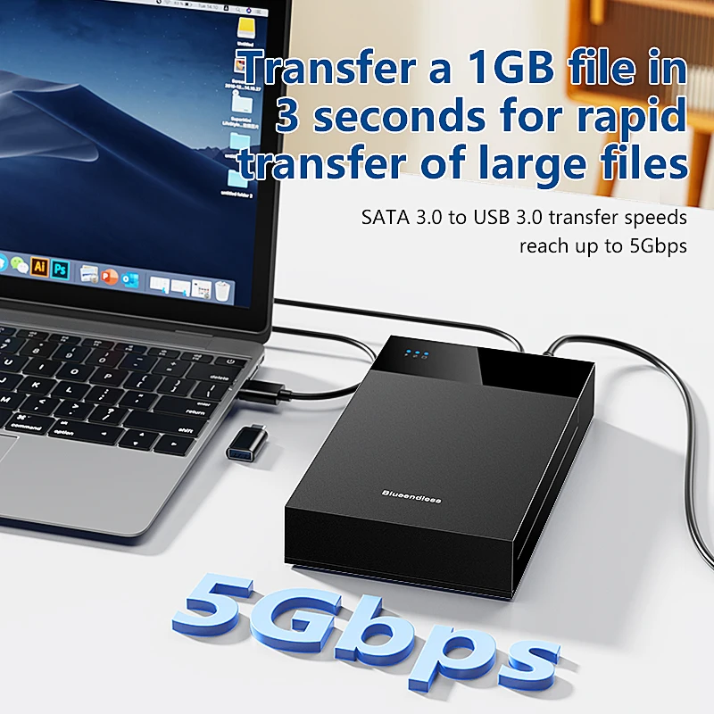 Blueendless External HDD Case 2.5/3. 5 HDD/SSD box support 20TB type C to SATA Adapter tool free Hard disk drive enclosure external hard drive case ssd enclosure hard drive enclosure hard disk case external hard drive box hdd case enclosure hard drive adapter ssd adapter