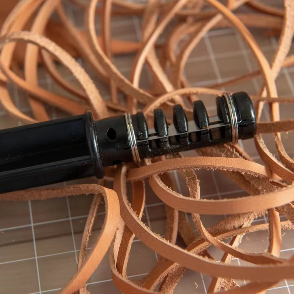 BESTNULE Handmade Leather Strip Cutter Tool with 3 Blades For Leather Strap Cutter Leathercraft