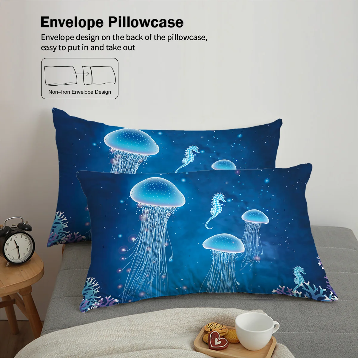 3pcs down duvet cover, jellyfish fashion bedding set, 1*down duvet cover+2*pillowcase, bedrooms, guest rooms, hotels