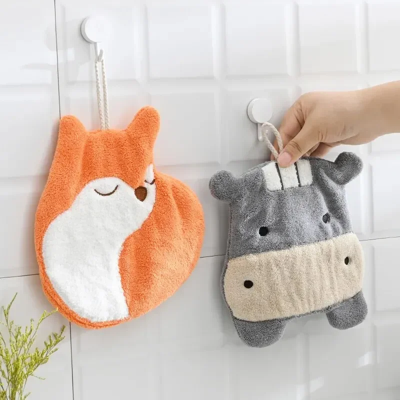 New Cartoon Little Fox Towel Cute Children Hang Type Thickened Absorbent Hand Cloth Bathroom Quick-drying Cloth 3