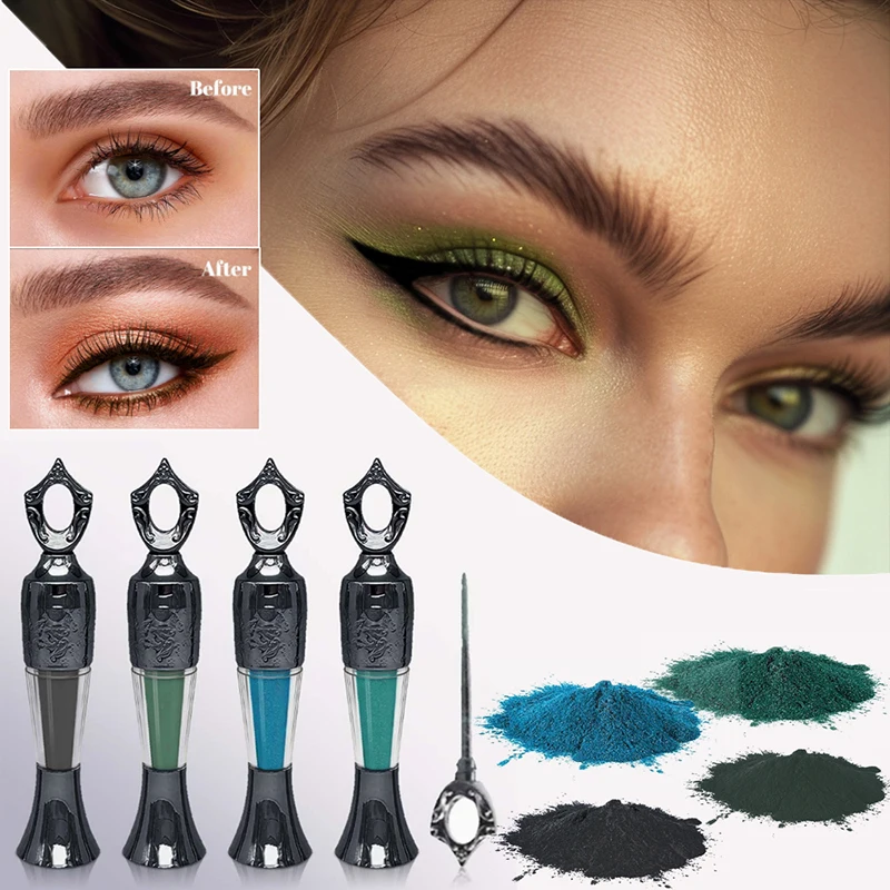 Eyeshadow Stick Eyeliner Pencil Eyeshadow Eyeliner Retro Bottle Powder Eyeliner Natural Mineral Powder Eye Liner Stick Waterproof Lasting Black Kohl Eyeshadow No Smudge Eye Makeup