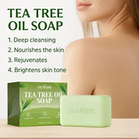 Barre de savon à l'huile d'arbre à thé pour hommes et femmes, nettoyage en profondeur, apaisant pour la peau sèche, soin des odeurs corporelles, exfolie et raffermit la peau, 100g 1